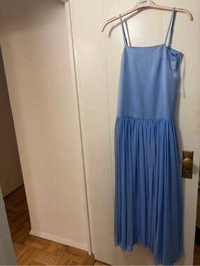 French Connection | Dresses | French Connection Light Blue Maxi Dress With Red Floral Print